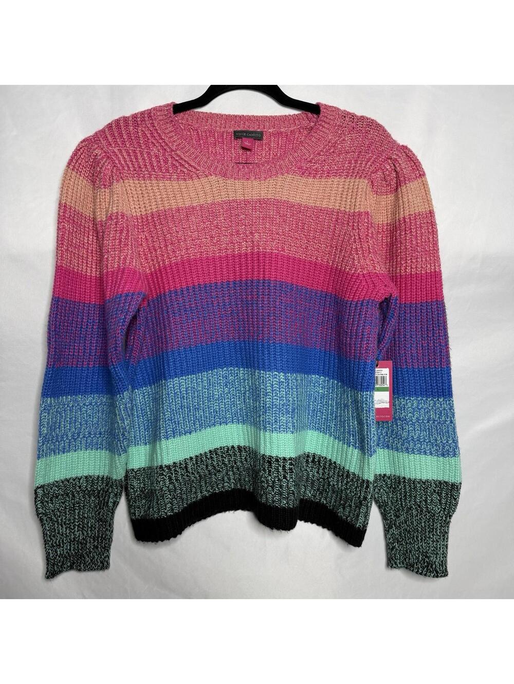 NWT Vince Camuto Rainbow Women’s Long Sleeve Puff Sleeve Sweater Size L